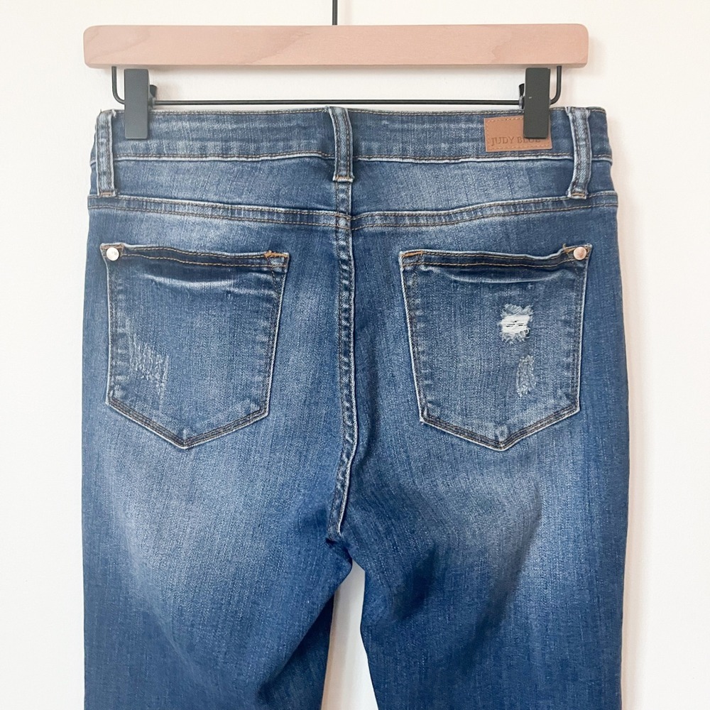 Judy Blue Straight Fit Distressed Denim Jeans Womens 28 Dark Wash Straight Leg - Picture 8 of 14